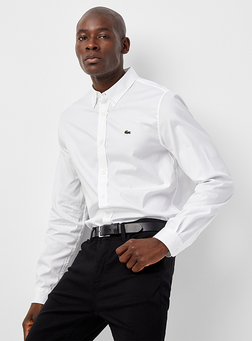 Lacoste: La chemise épurée logo croco Coupe ajustée Blanc pour homme