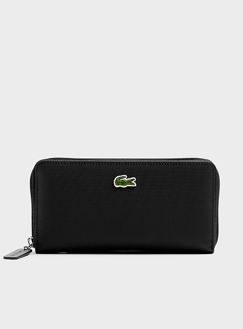Lacoste Black Concept piqué zip wallet for women