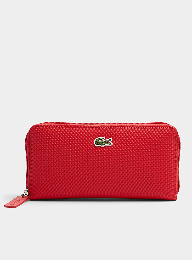 Lacoste Red Concept piqué zip wallet for women