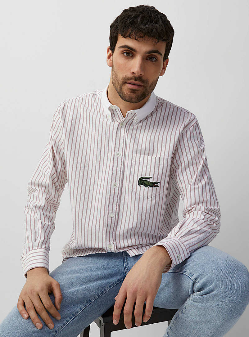 Lacoste White Banker-stripe chambray-like shirt for men