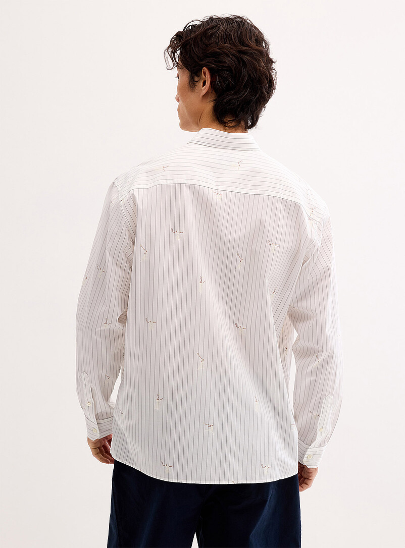 Lacoste: La chemise ray&eacute;e Tennis Man <b>Coupe relaxe</b> Blanc pour homme