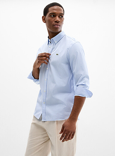 Pale blue mini-gingham shirt <b>Regular fit</b>