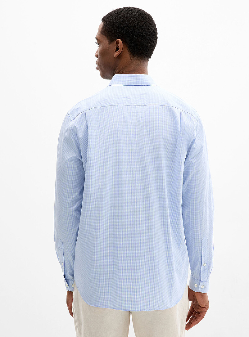 Lacoste Blue Pale blue mini-gingham shirt <b>Regular fit</b> for men