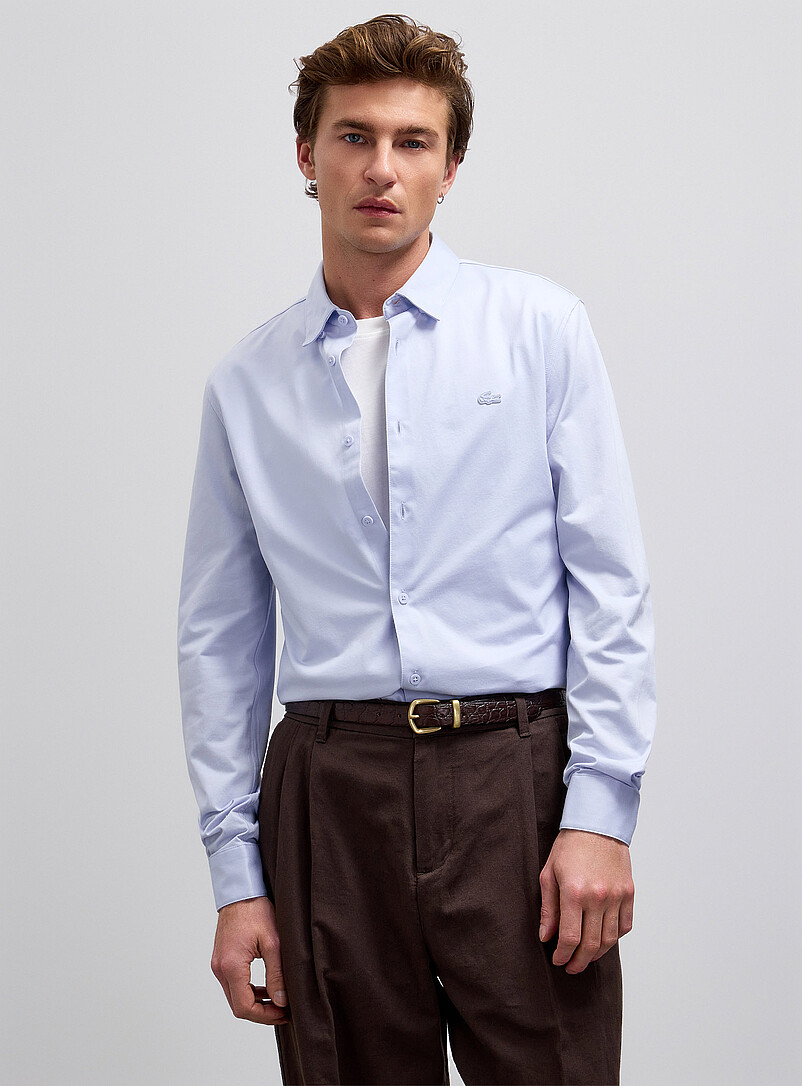 Lacoste: Le chemise jersey &eacute;pur&eacute; <b>Coupe ajust&eacute;e</b> Blanc pour homme