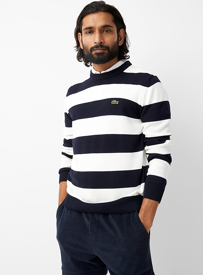 Lacoste Patterned White Club-stripe sweater for men
