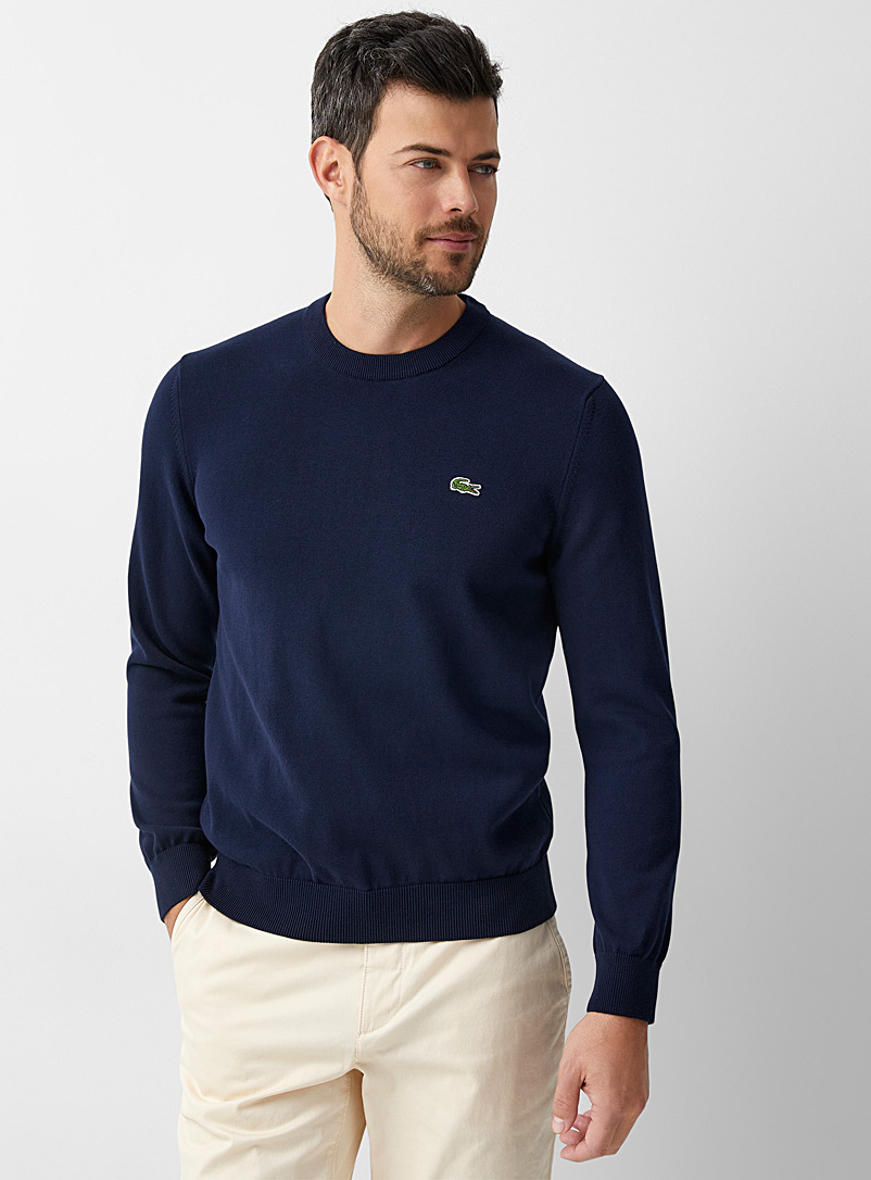Lacoste Navy/Midnight Blue Croc emblem crew-neck sweater for men