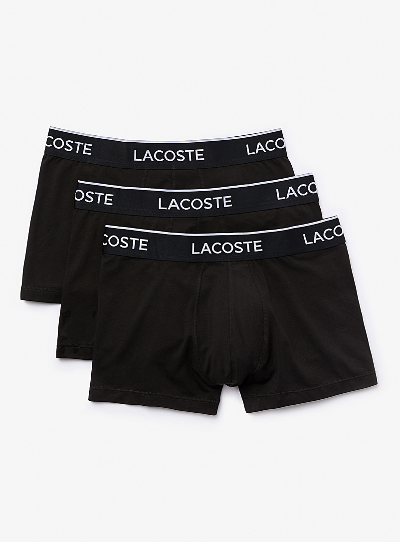 Lacoste Black Solid croc trunks 3-pack for men