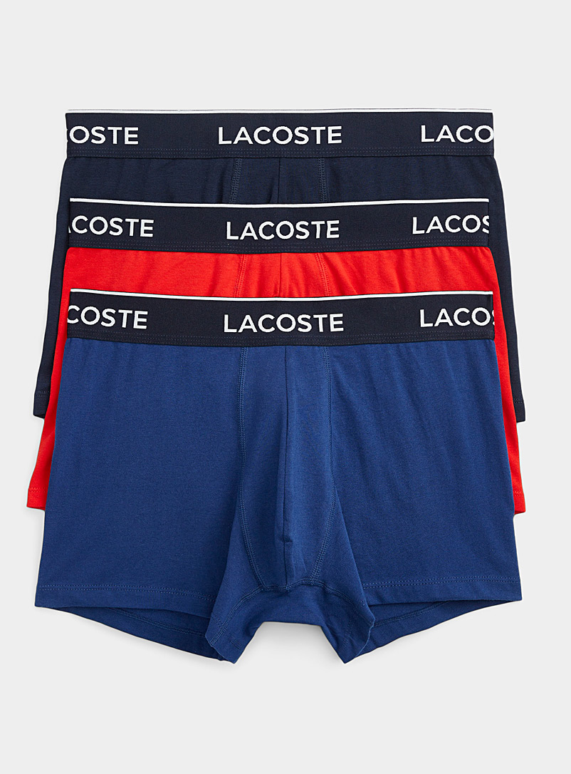 Lacoste Patterned Blue Solid croc trunks 3-pack for men