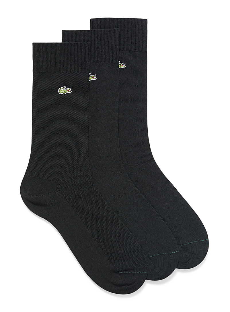 Lacoste Black Small croc piqué socks 3-pack for men