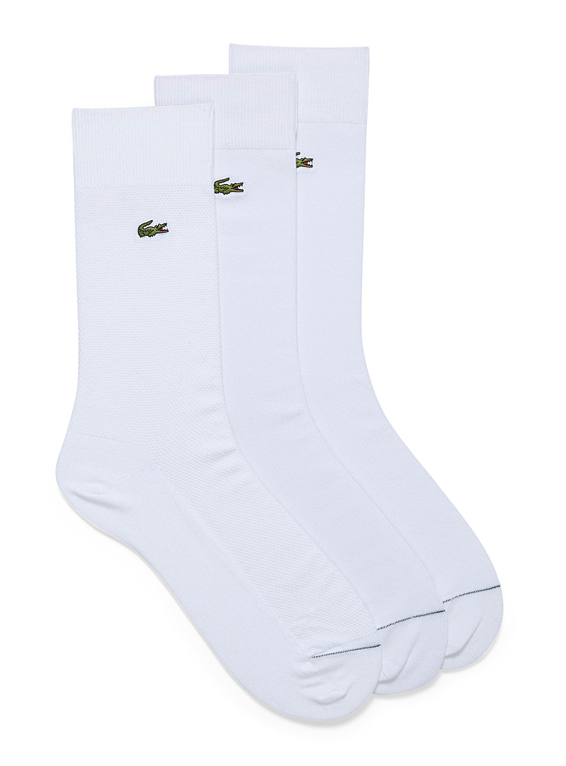 Lacoste White Small croc piqué socks 3-pack for men
