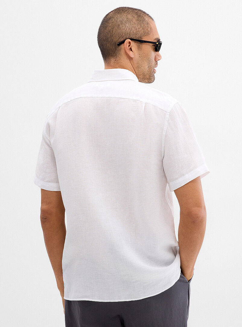 Lacoste White Minimalist pure linen shirt <b>Regular fit</b> for men