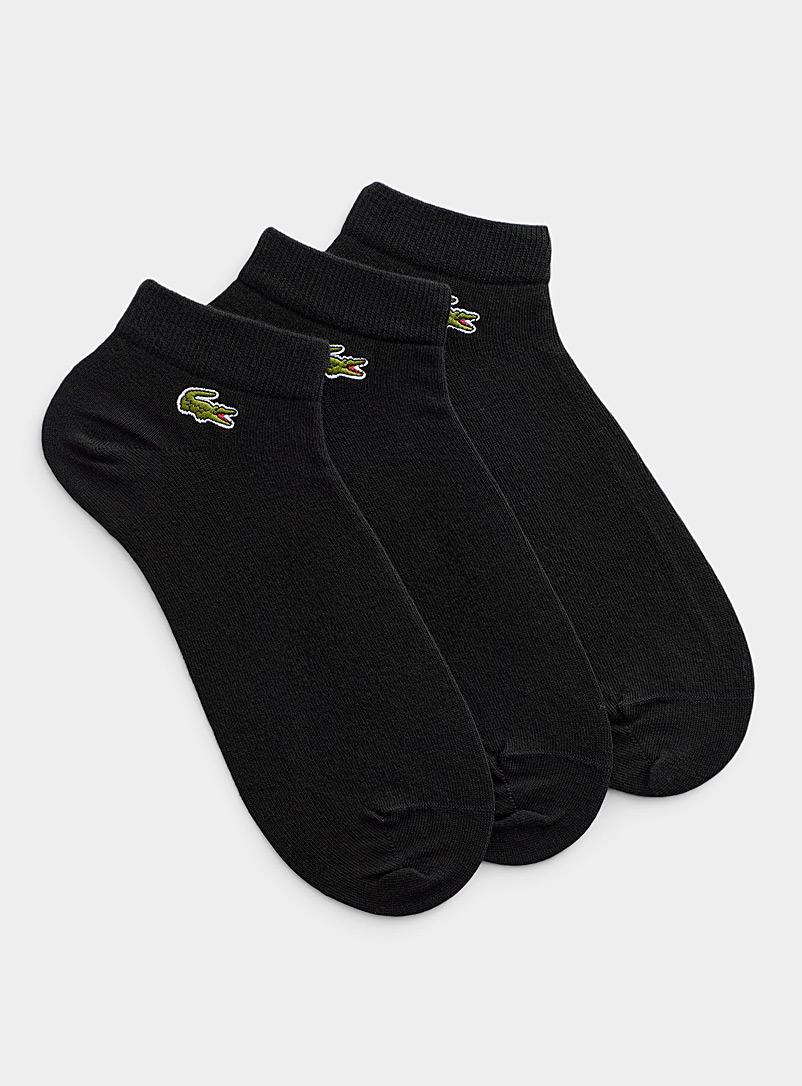 Lacoste Black Croc logo ped socks 3-pack for men
