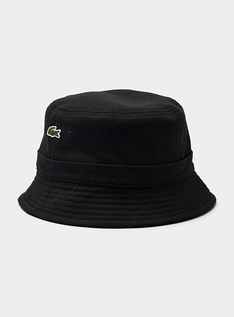 Lacoste Black Mini croc denim bucket hat for men