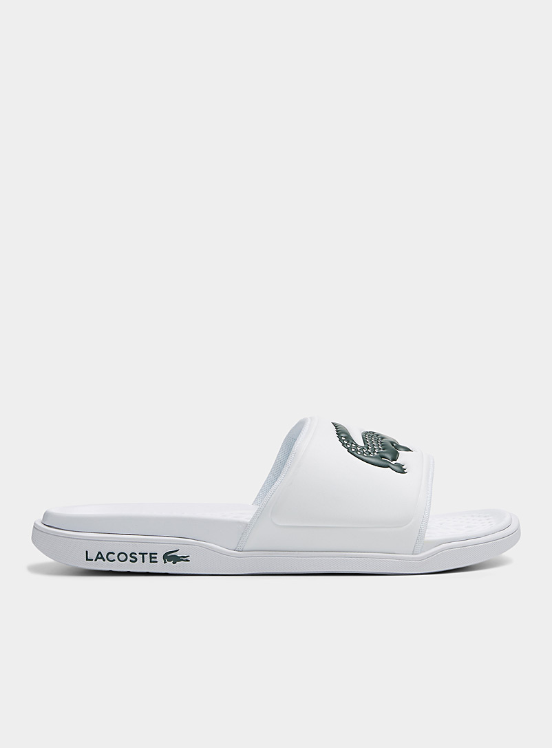 Lacoste: La sandale slide croco blanche Homme Blanc pour homme