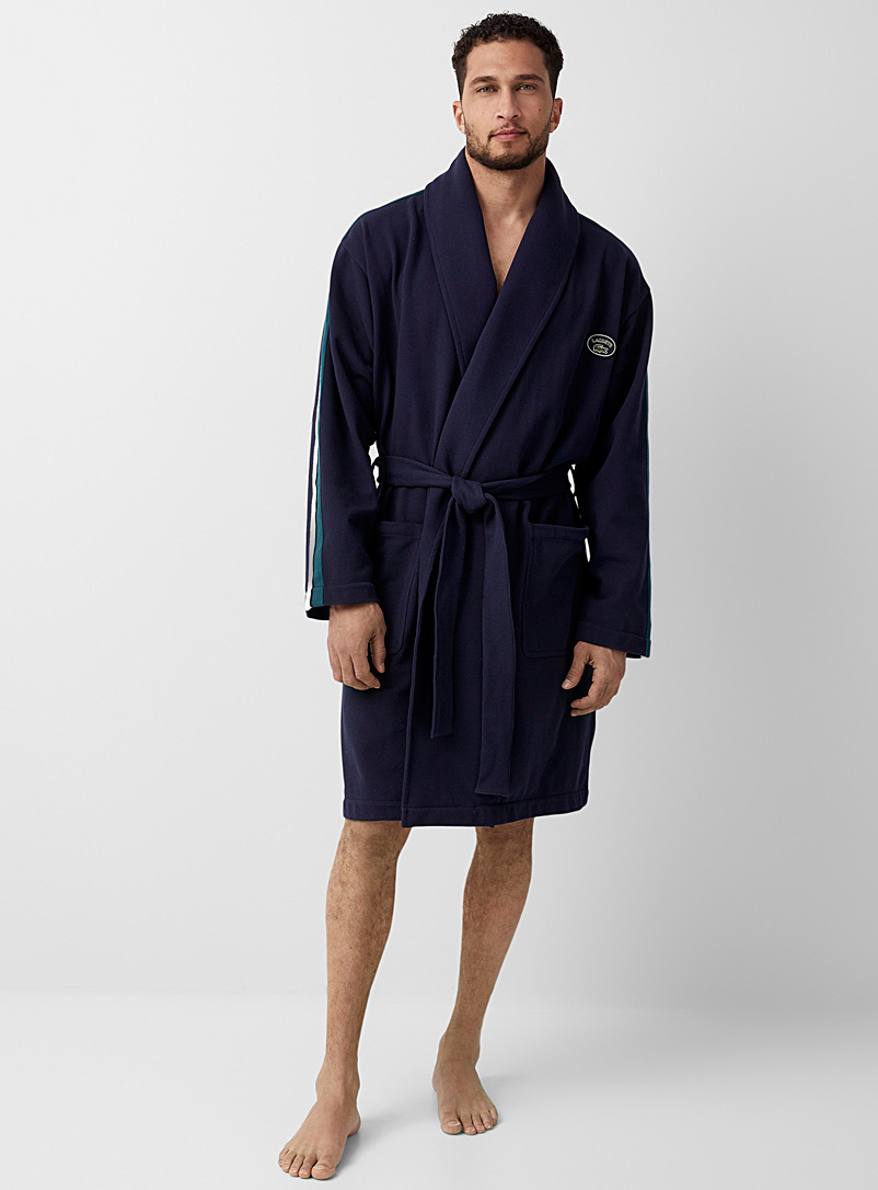 Lacoste Marine Blue Sporty stripe robe for men