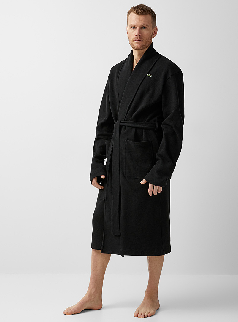 Lacoste Black Croc waffled robe for men