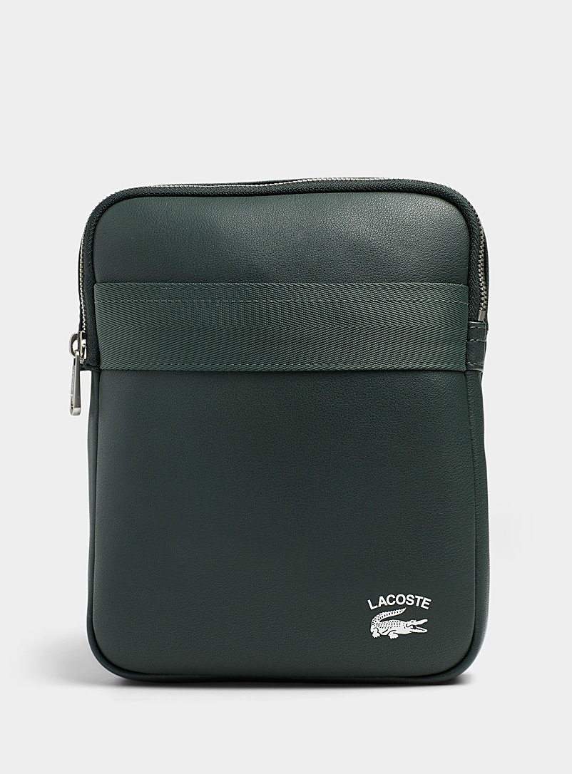 Lacoste: Le sac bandoulière cuir vert signature Vert pour homme