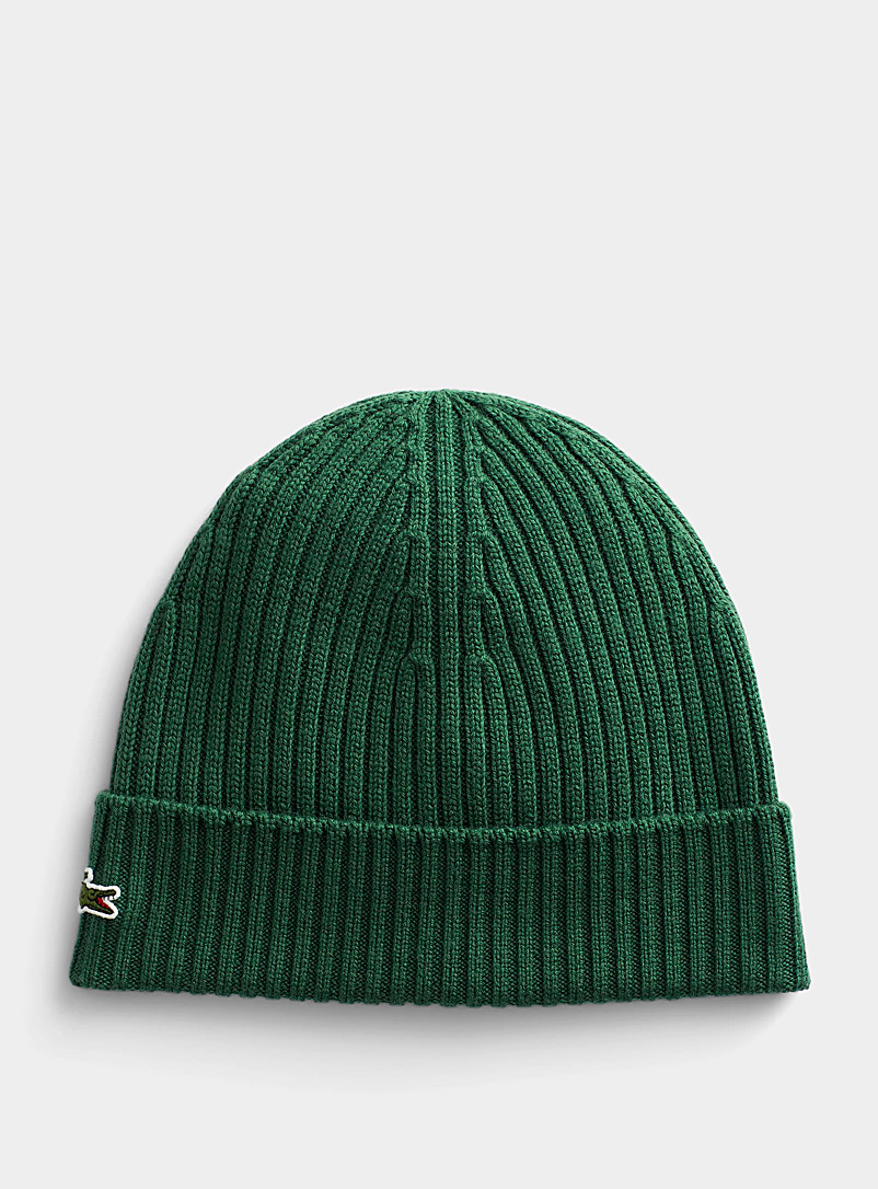 Lacoste Green Croc-cuff ribbed tuque for men