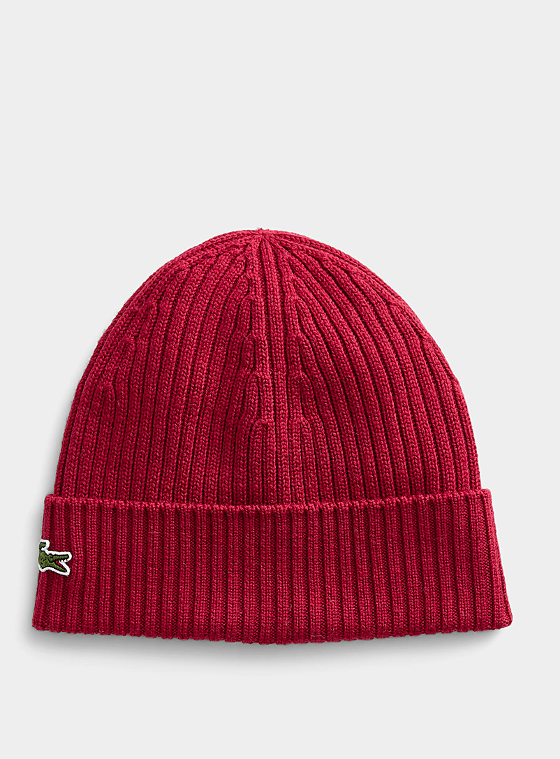 Lacoste Red Croc-cuff ribbed tuque for men