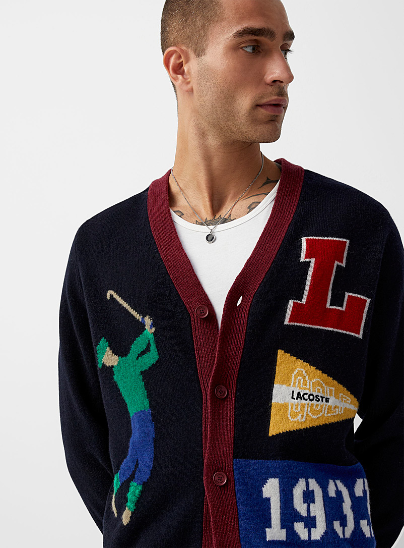 Lacoste Patterned Blue Golf club cardigan for men