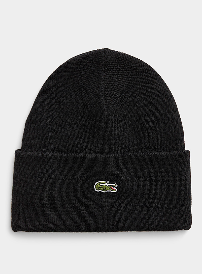 Lacoste Black Croc wide-cuff wool tuque for men