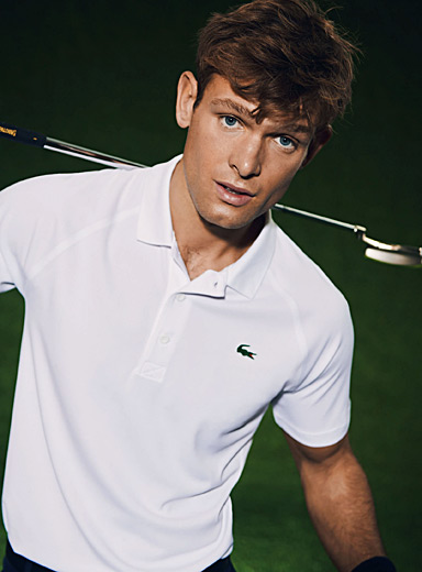 Lacoste White Interlock piqué jersey golf polo for men