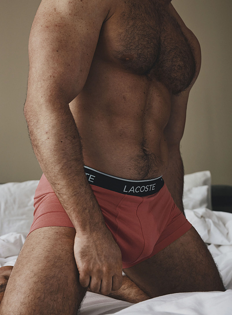 Lacoste Medium Pink Logo-waist colourful trunk for men