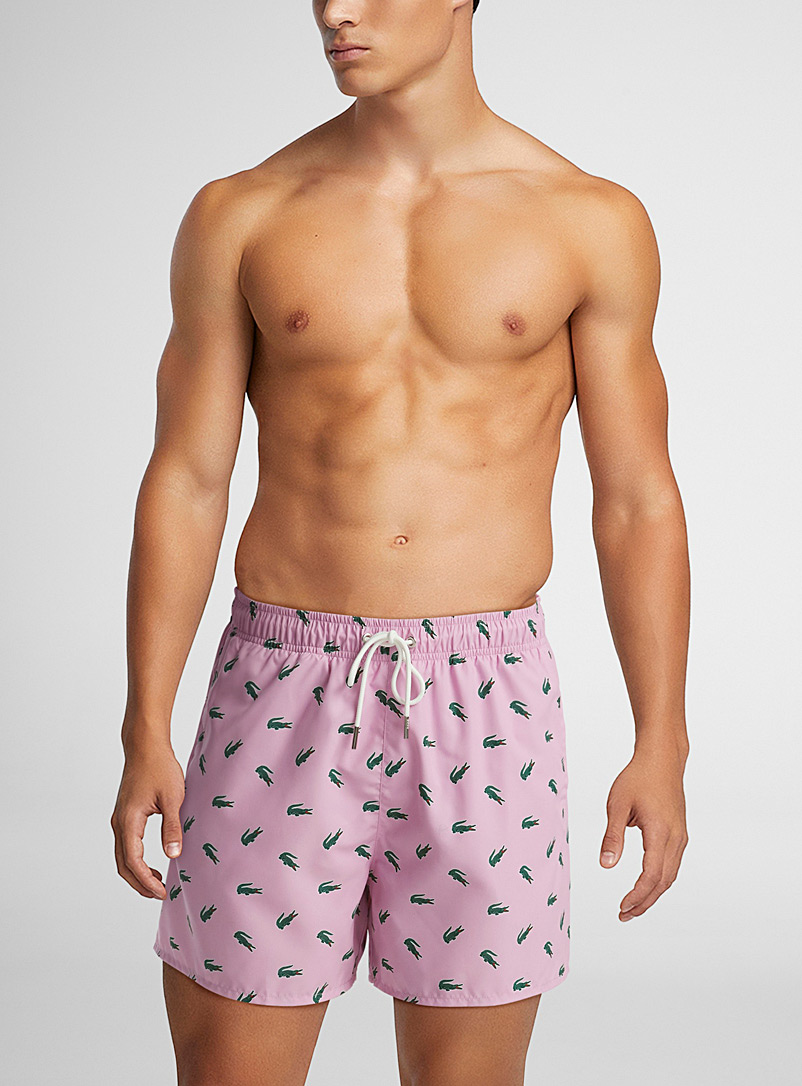 Lacoste Patterned pink  Croc pattern swim trunk for men