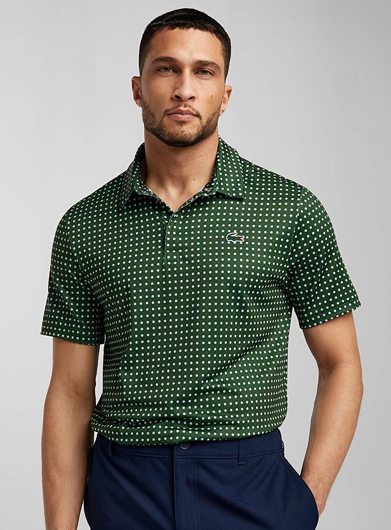 Lacoste Patterned Green Ultra-soft golf ball polo for men