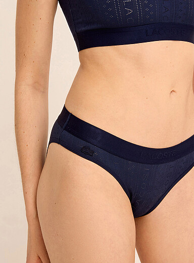 Lacoste Navy/Midnight Blue Pointelle pattern bikini Nylon for women