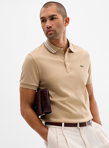 Exclusive striped-collar jersey polo <b>Regular fit</b>