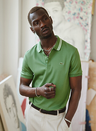 Le polo jersey col ray&eacute; exclusif <b>Coupe r&eacute;guli&egrave;re</b>