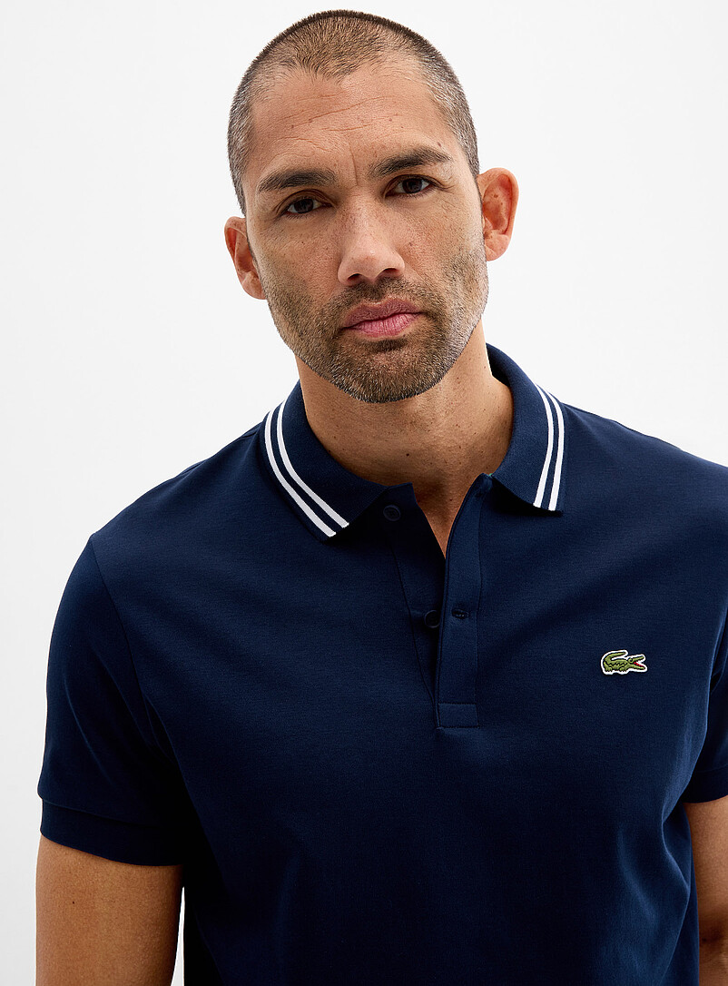 Lacoste Green Exclusive striped-collar jersey polo <b>Regular fit</b> for men