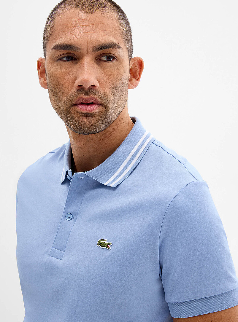 Lacoste: Le polo jersey col ray&eacute; exclusif <b>Coupe r&eacute;guli&egrave;re</b> Vert pour homme