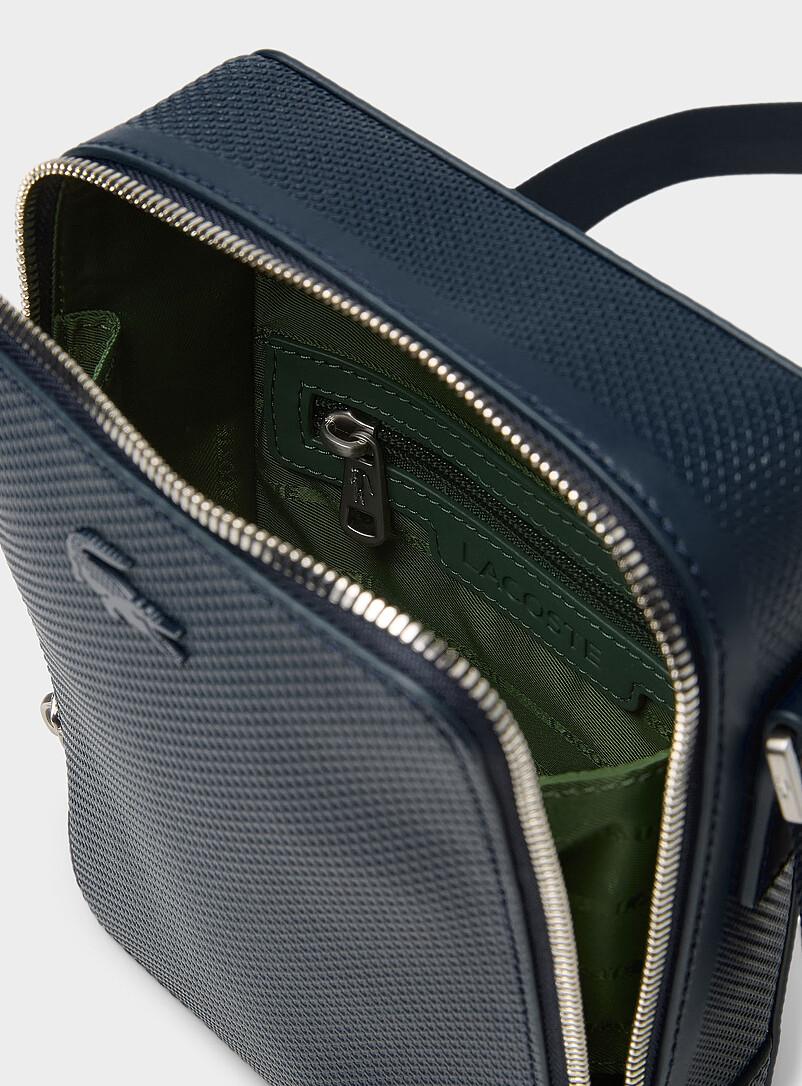 Navy textured leather crossbody bag | Lacoste | Men's Crossbody