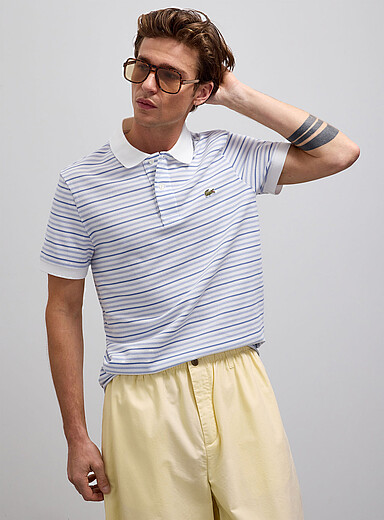 Blue stripe piqu&eacute; polo