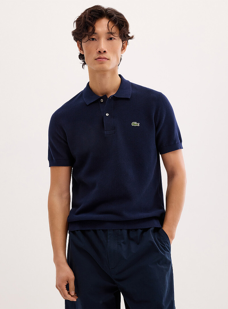 Lacoste: Le polo tricot textur&eacute; Bleu marine - Bleu nuit pour homme