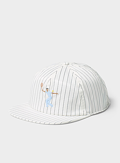 Lacoste Ivory/Cream Beige Tennis player striped cap for men