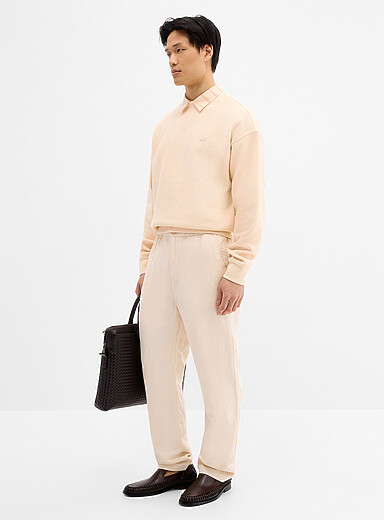 Le pantalon serg&eacute; de lin <b>Coupe &eacute;troite</b>
