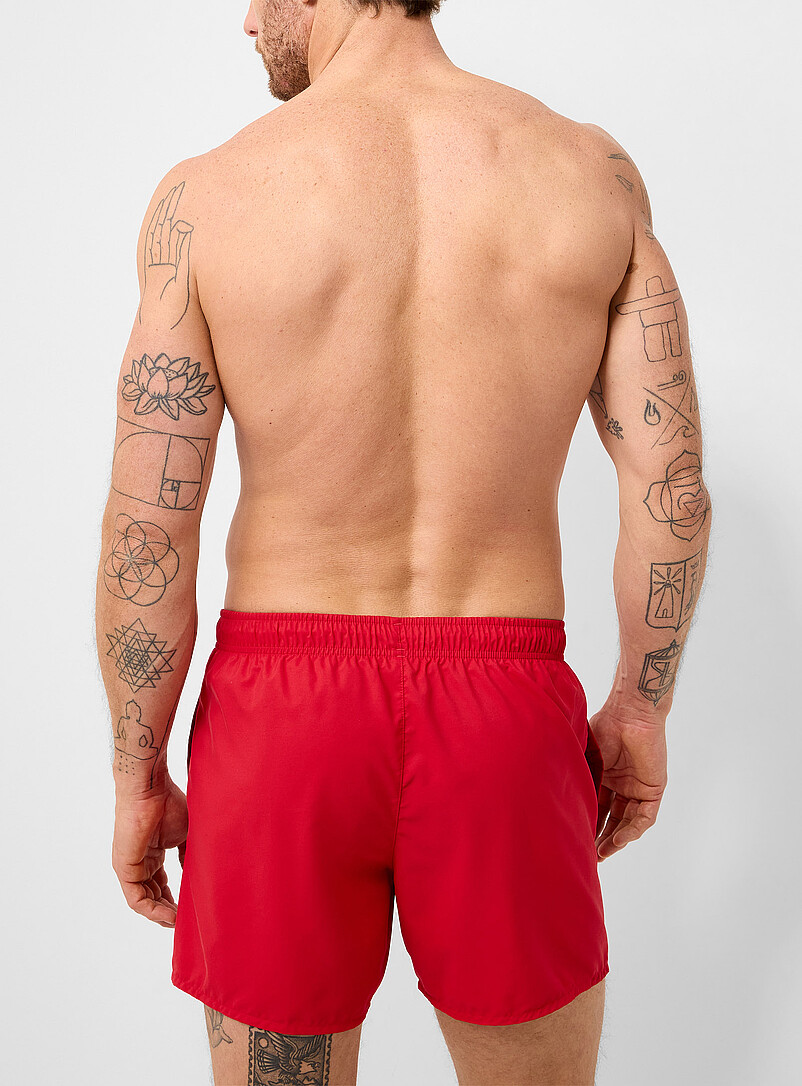 Lacoste Navy/Midnight Blue Peachskin-feel solid swim trunk for men