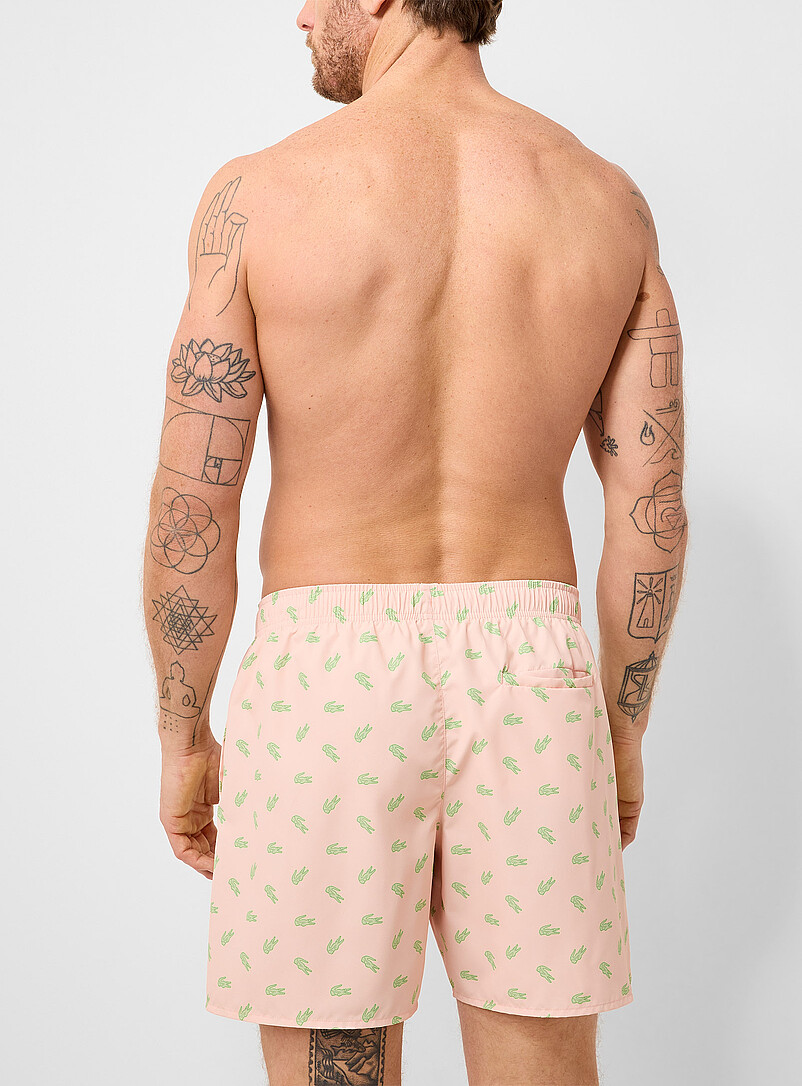 Lacoste Peach Pink Mini-croc peach swim trunk for men