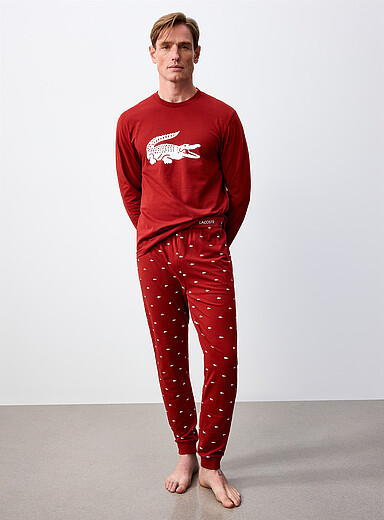 Lacoste Red Brick-red jersey pyjama set for men