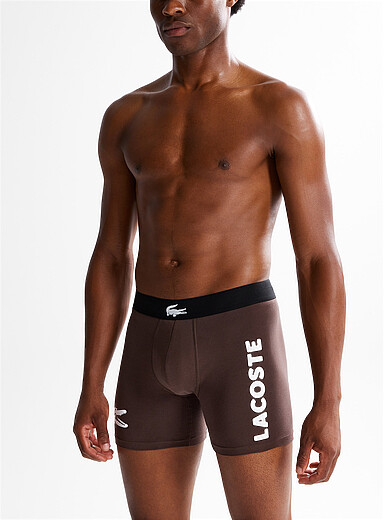 Lacoste Brown 5" croc-logo boxer brief Cotton for men