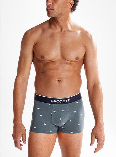 Lacoste Patterned Green 3" stretch cotton trunk for men