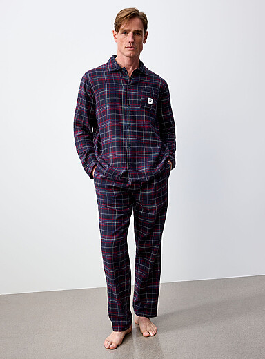 Lacoste Navy/Midnight Blue Navy flannel pyjama set for men