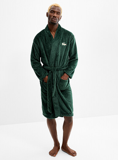 Lacoste Green Ultra-soft polar fleece bathrobe for men