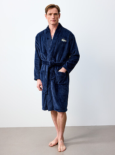 Lacoste: Le robe de chambre polaire ultradouce Bleu marine - Bleu nuit pour homme