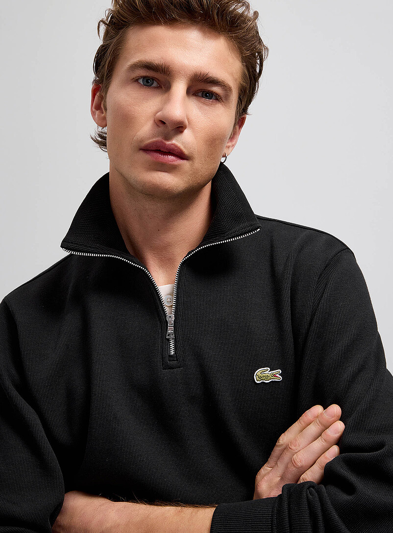Lacoste: Le sweat col montant zipp&eacute; Gris clair pour homme
