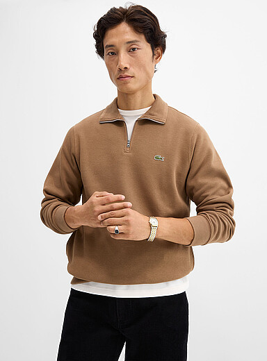 Zippered mock-neck sweatshirt
