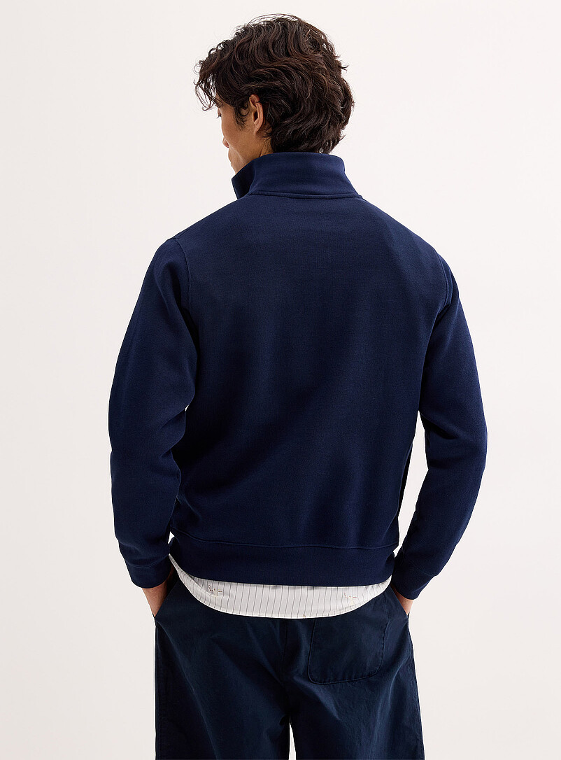 Lacoste: Le sweat col montant zipp&eacute; Bleu marine - Bleu nuit pour homme